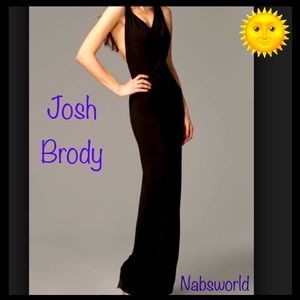 BNWOT: Josh Brody black beaded racerback draped neck maxi dress 🌞